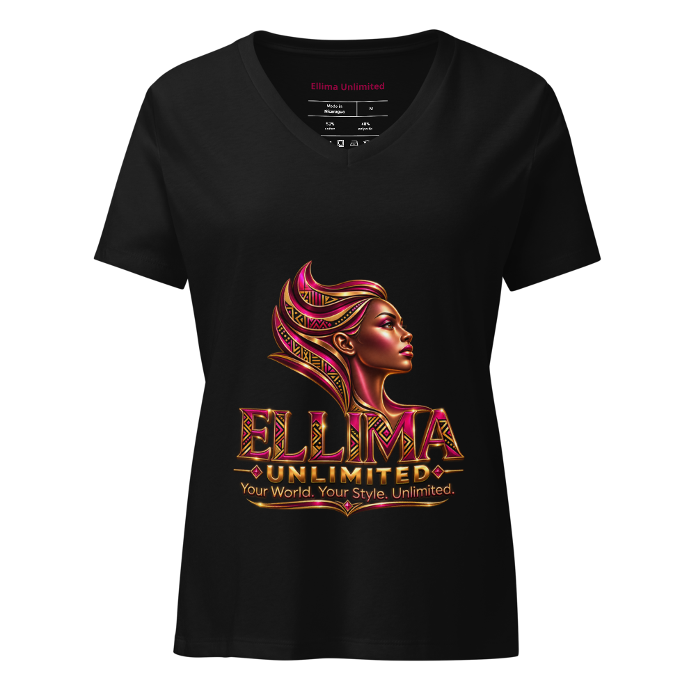 Ellima Unlimited Logo'd Women's Relaxed V-Neck T-Shirt | Bella Canvas 6405CVC