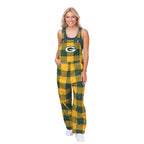 FOCO Green Bay Packers NFL Womens Plaid Bib Overalls - XL