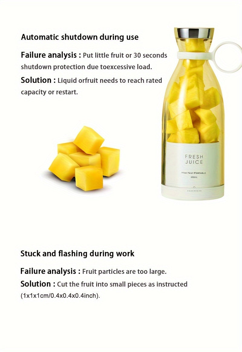 11.83oz Portable Electric Wireless Mini Fruit Blender Juicer - Perfect for On-the-Go!