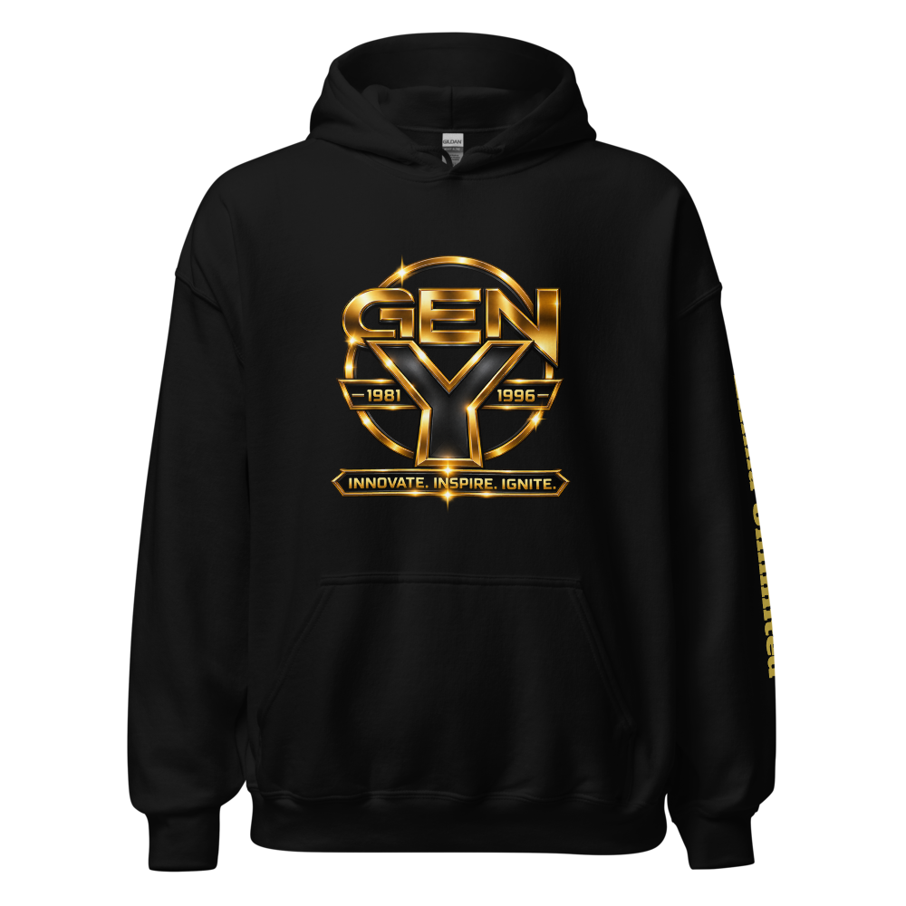 Ellima Unlimited Gen Y Gold Logo Unisex Heavy Blend Hoodie | Gildan 18500