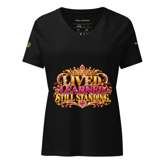 Ellima Unlimited "Lived Learned" Women's Relaxed V-Neck T-Shirt | Bella Canvas 6405CVC