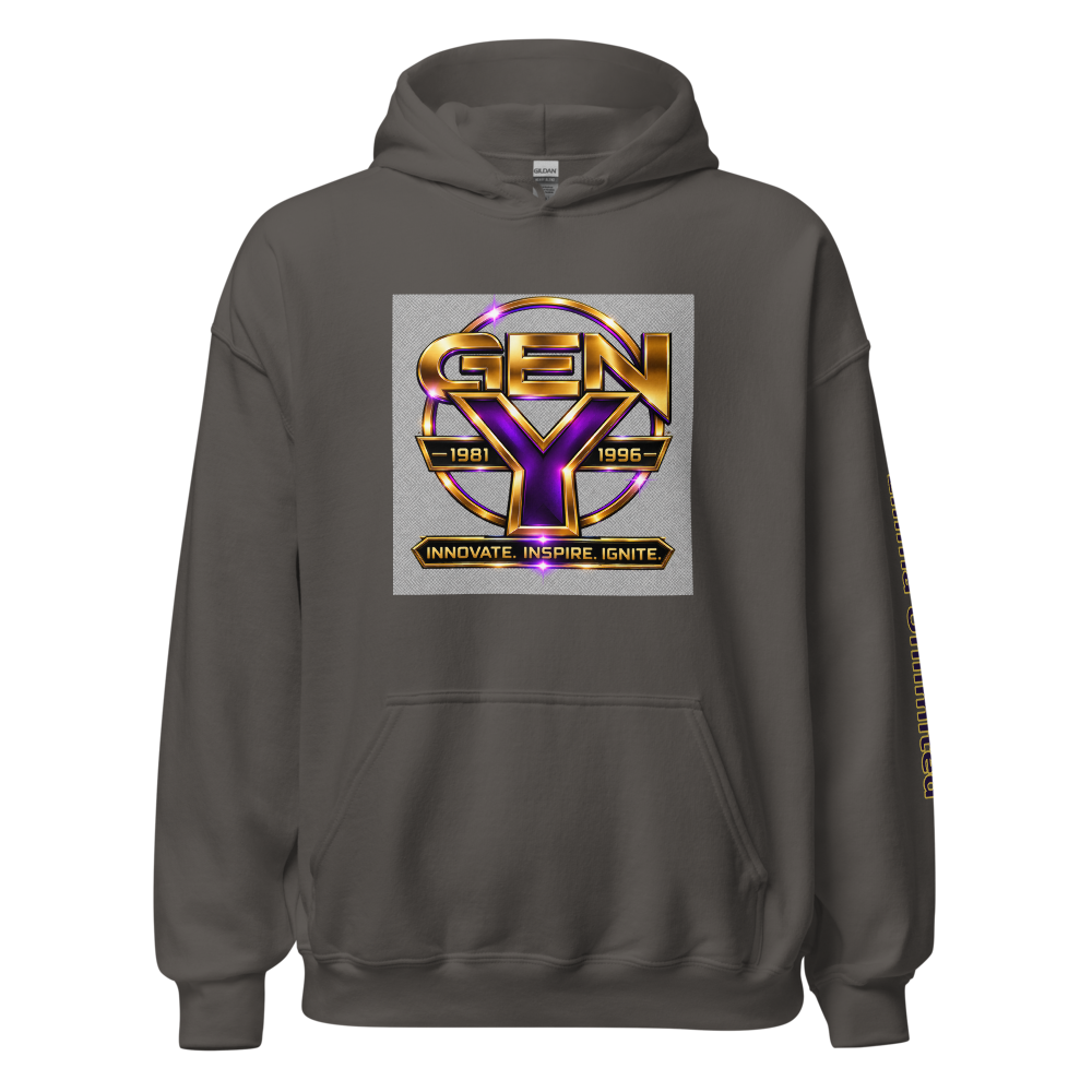 Ellima Unlimited Gen Y Purple Logo Unisex Heavy Blend Hoodie | Gildan 18500