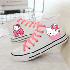 real pictures hello kitty cat 2025 New plus size Branded Students Soft Girl sports man white Canvas Shoes women Casual Shoes