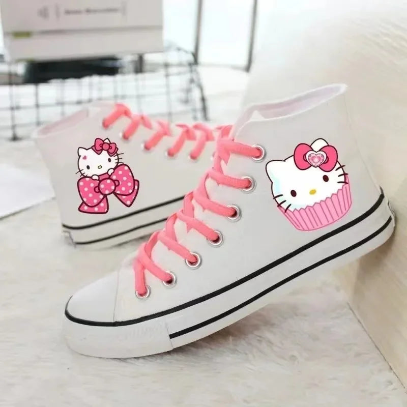 real pictures hello kitty cat 2025 New plus size Branded Students Soft Girl sports man white Canvas Shoes women Casual Shoes