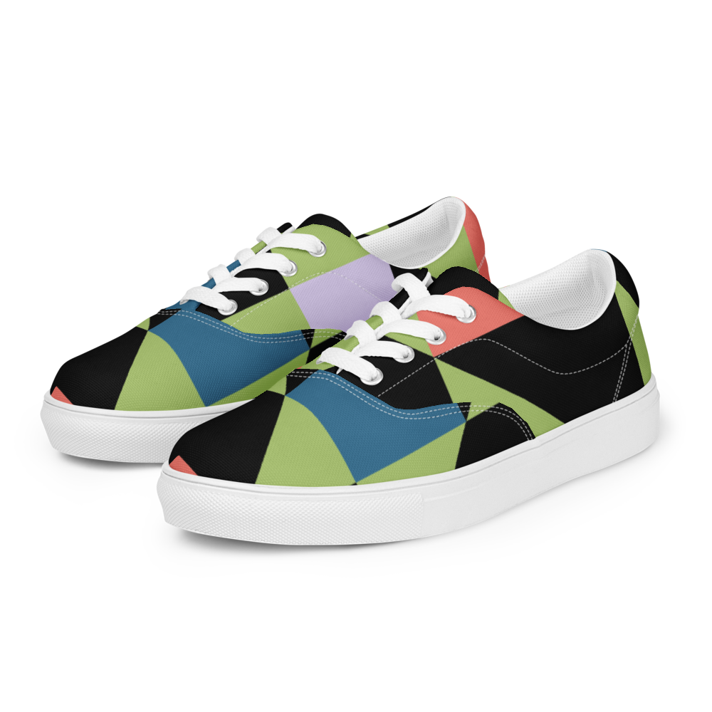 Geometric Women's Lace-Up Canvas Shoes