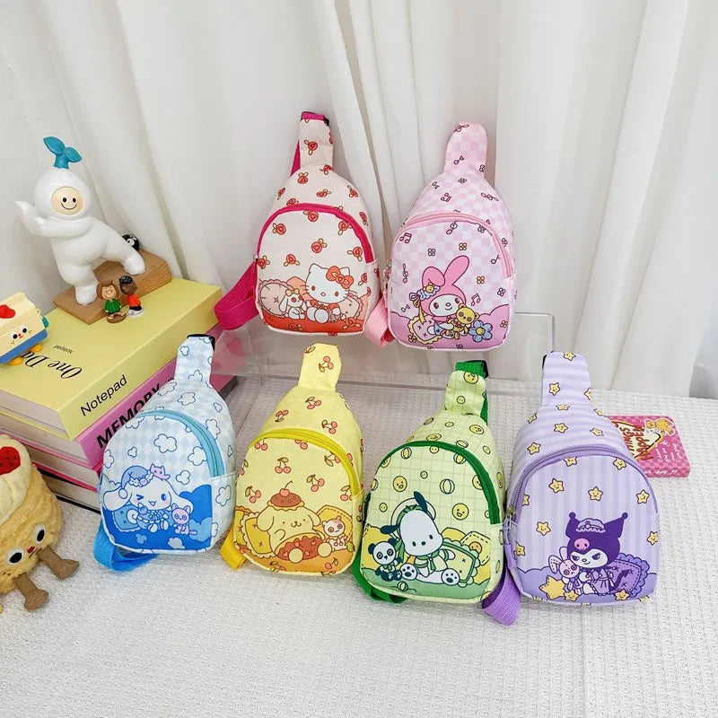 Sanrios Shoulder Bag Girls Hello Kitty Kuromi Cinnamoroll Crossbody Bags Outdoor Sport Travel Chest Pack Mini Coin Purse Gift