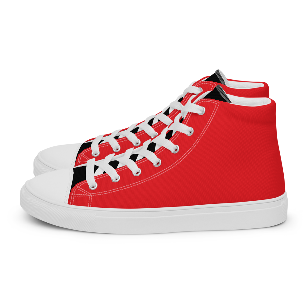 Red and Black Men's High Top Canvas Shoes