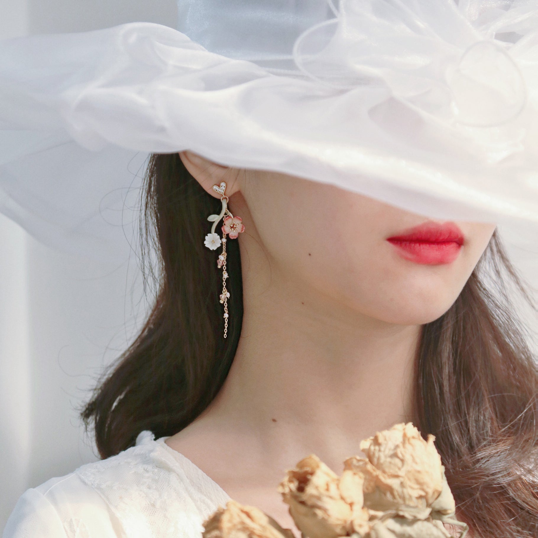 Cherry Blossom Clip-On Earrings with Sweet Design