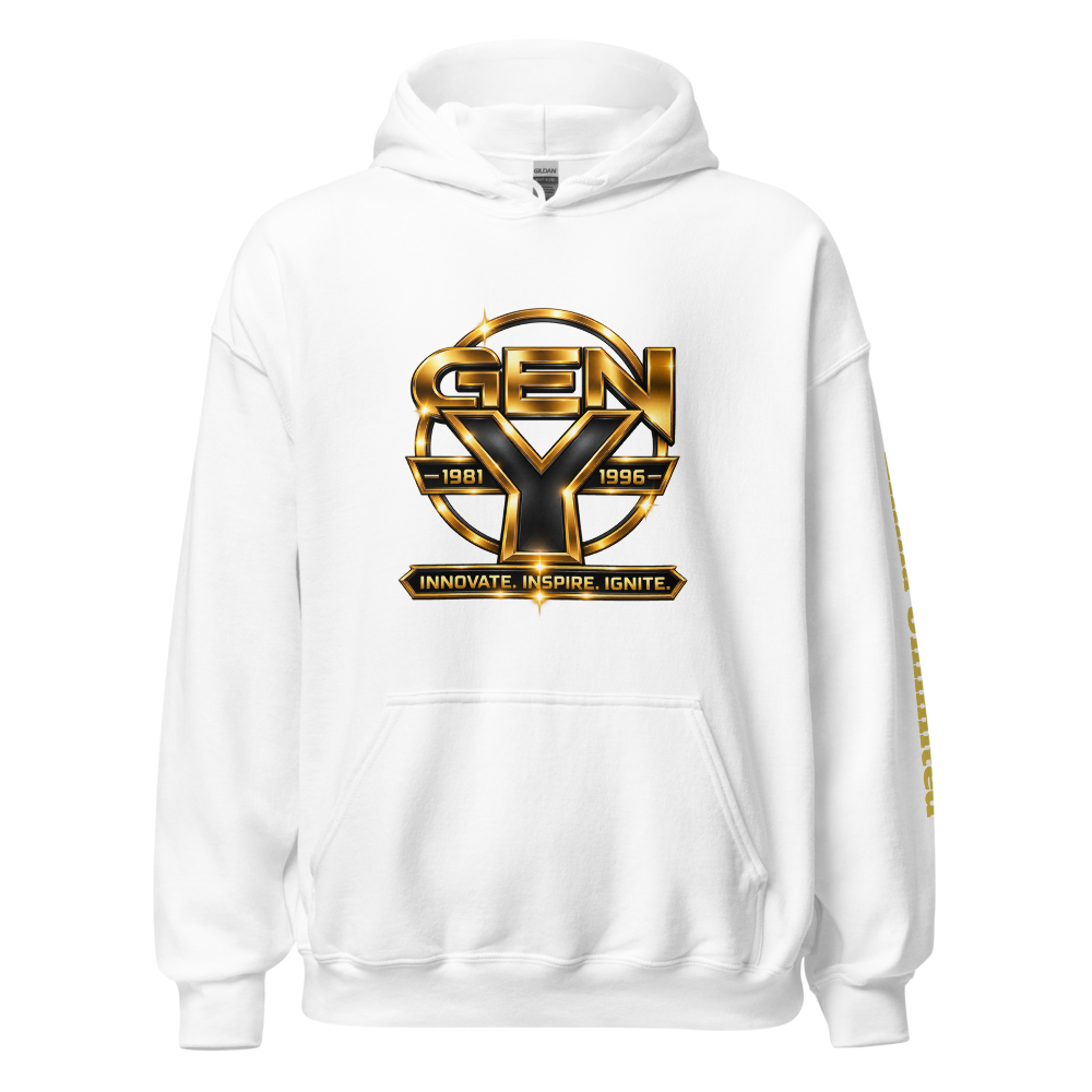 Ellima Unlimited Gen Y Gold Logo Unisex Heavy Blend Hoodie | Gildan 18500
