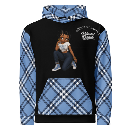 Blue Plaid All-Over Print Recycled Unisex Hoodie