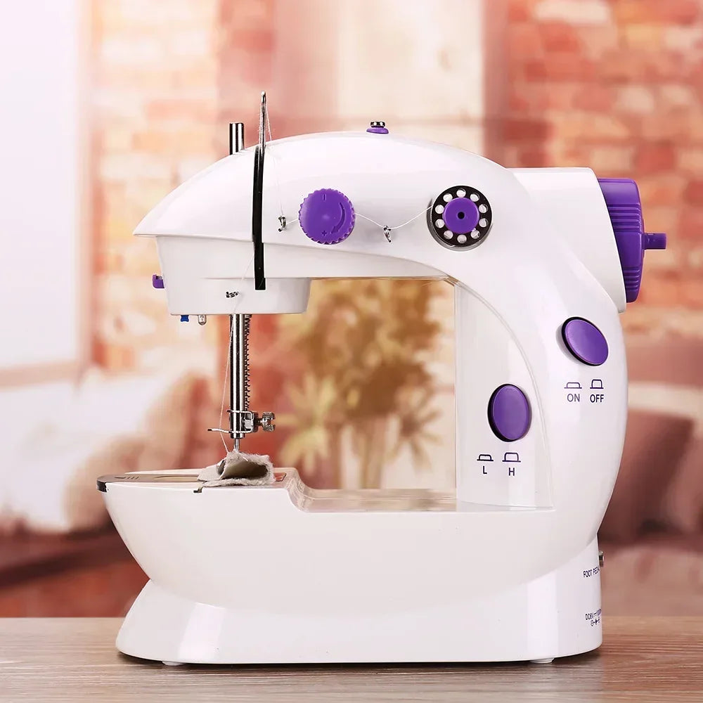 Household Electric Sewing Machine Beginner Dual Speed Portable Flat Bed Light Travel Craftsman DIY Mini Portable Foot Pedal