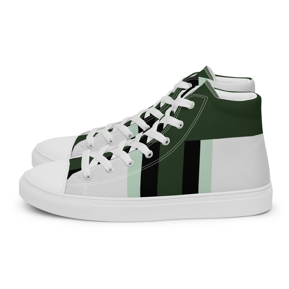 Men's Green Stripe High Top Canvas Shoes