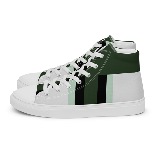 Men's Green Stripe High Top Canvas Shoes