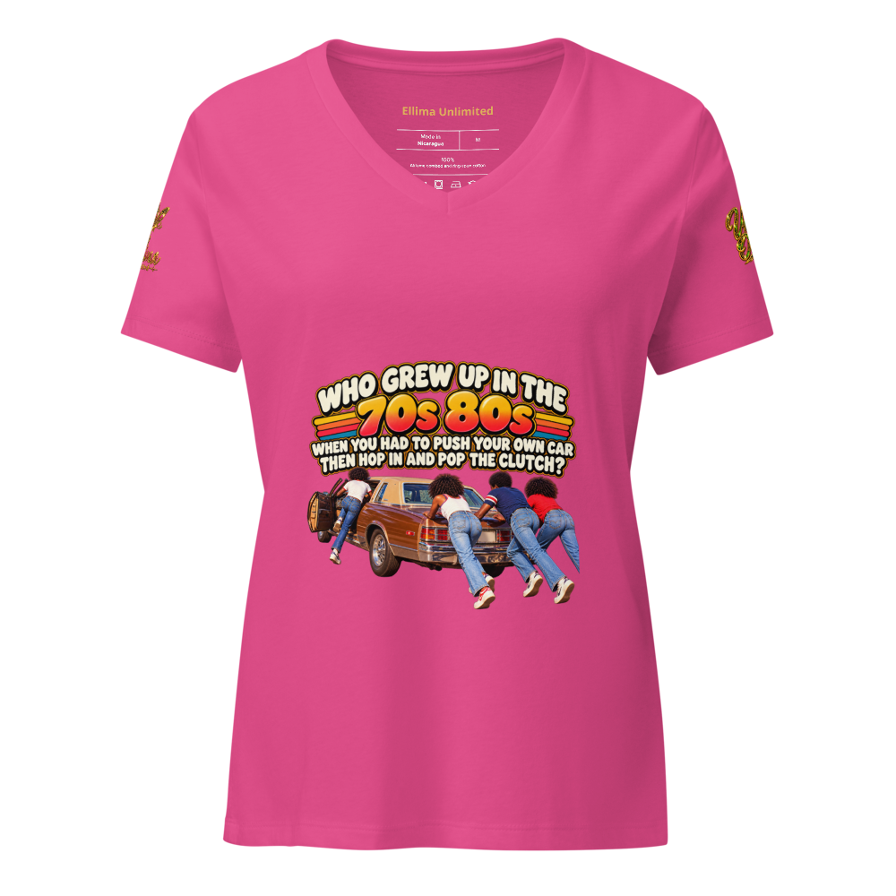 Ellima Unlimited "Pop the Clutch" Women's Relaxed V-Neck T-Shirt | Bella Canvas 6405CVC