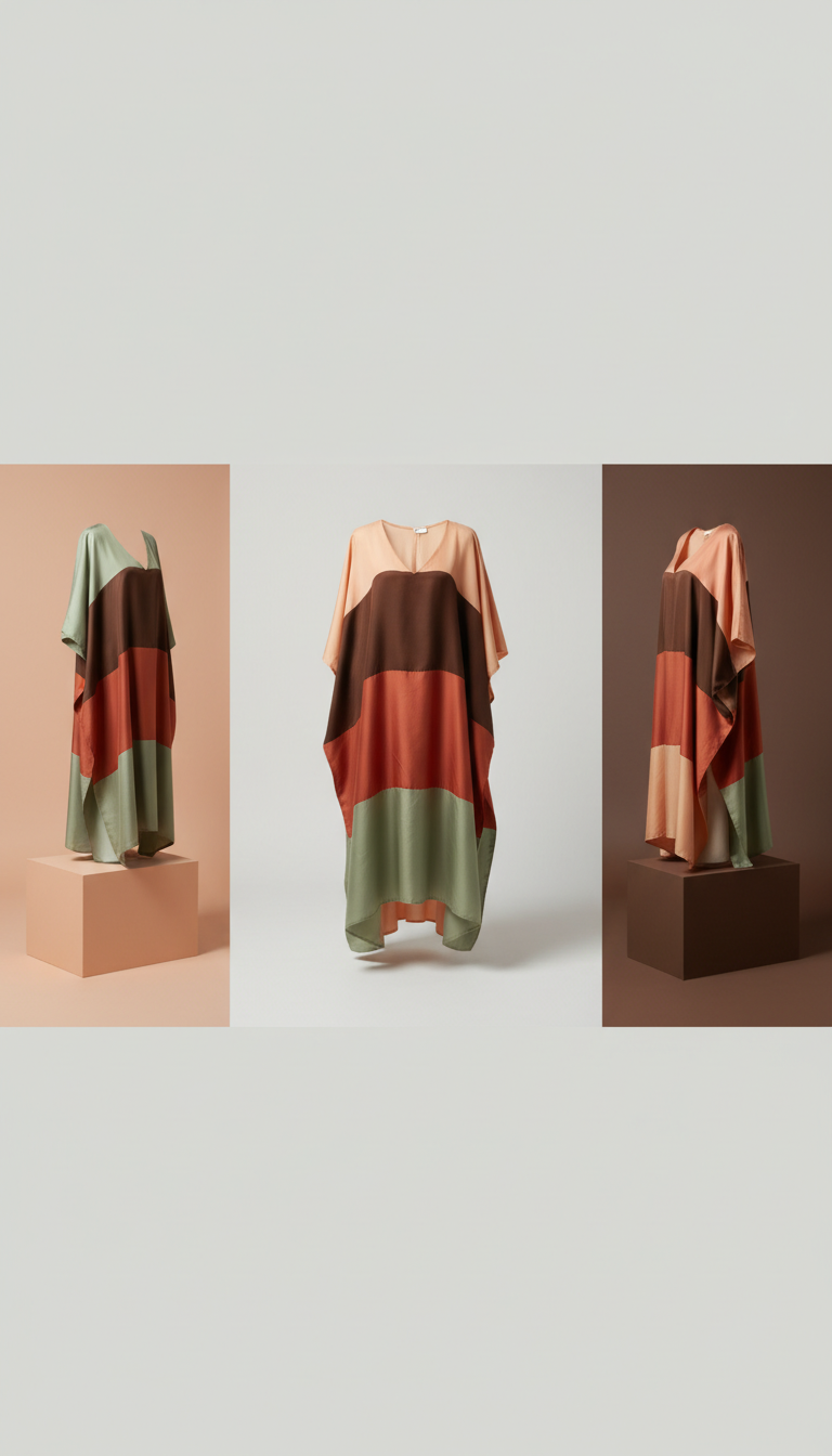 Silk Color-Blocked Caftan