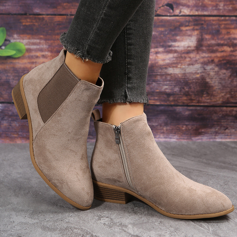 Pointed Toe Ankle Boots with Chunky Heels