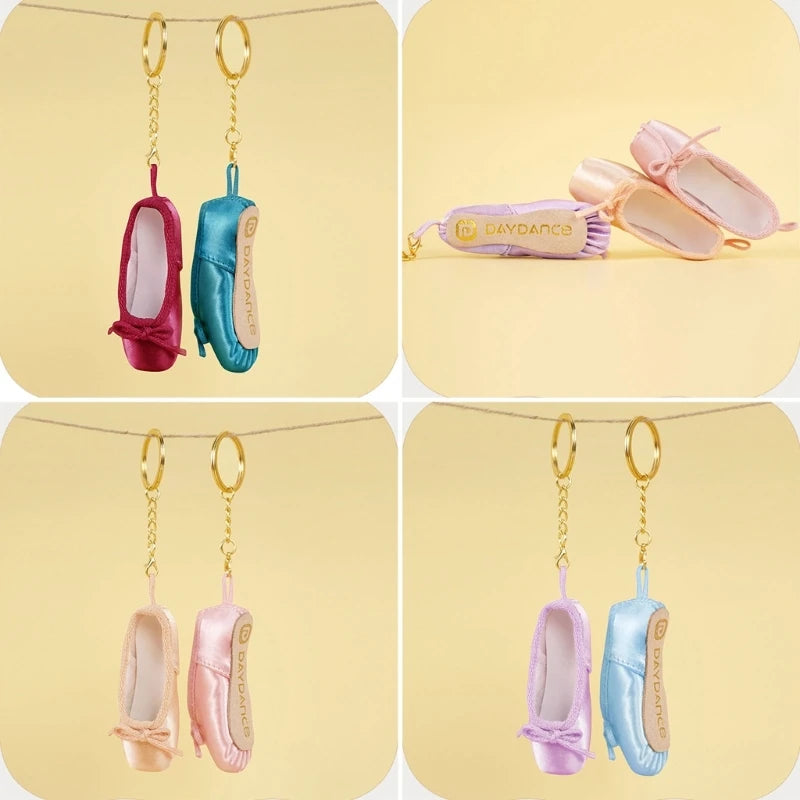 31BB Delicate Satin Pointe Shoes Keyring Mini Ballet Accessories Cute Keychain Charm Chain Bag Pendant for Dance Enthusiasts
