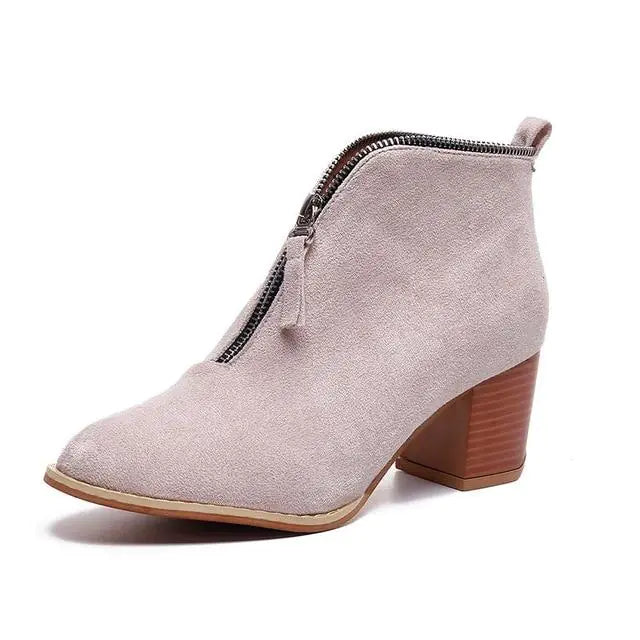 Leopard Print Chunky Heel Ankle Boots for Women