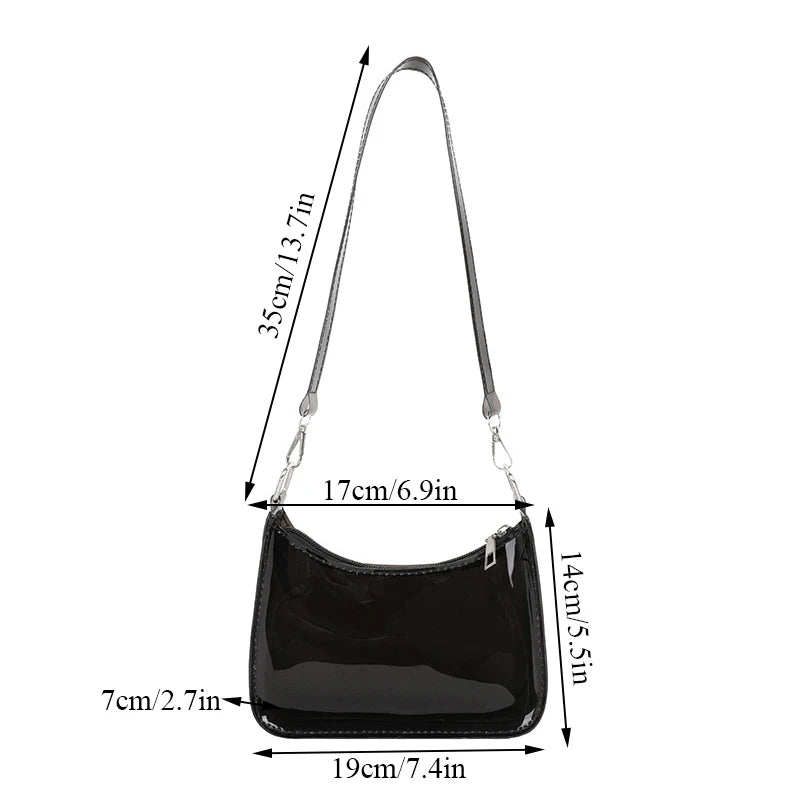 Fashion Vintage Ladies Jelly Solid Color Clear Underarm Bag Casual Women Hobos Handbags Purse Fashion Cell Phone Shoulder Bag