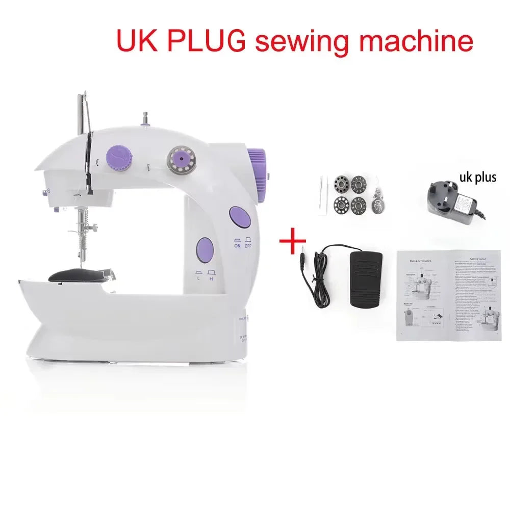 Household Electric Sewing Machine Beginner Dual Speed Portable Flat Bed Light Travel Craftsman DIY Mini Portable Foot Pedal