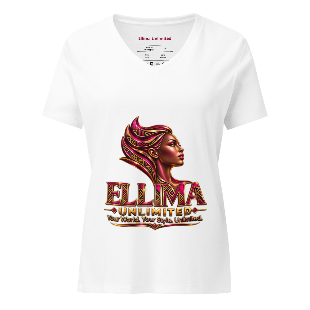 Ellima Unlimited Logo'd Women's Relaxed V-Neck T-Shirt | Bella Canvas 6405CVC