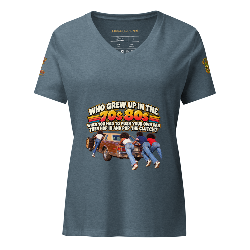 Ellima Unlimited "Pop the Clutch" Women's Relaxed V-Neck T-Shirt | Bella Canvas 6405CVC