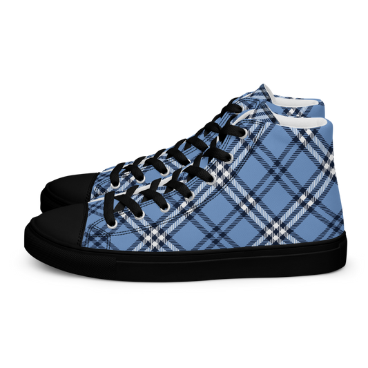 Women's Blue Plaid High Top Canvas Shoes