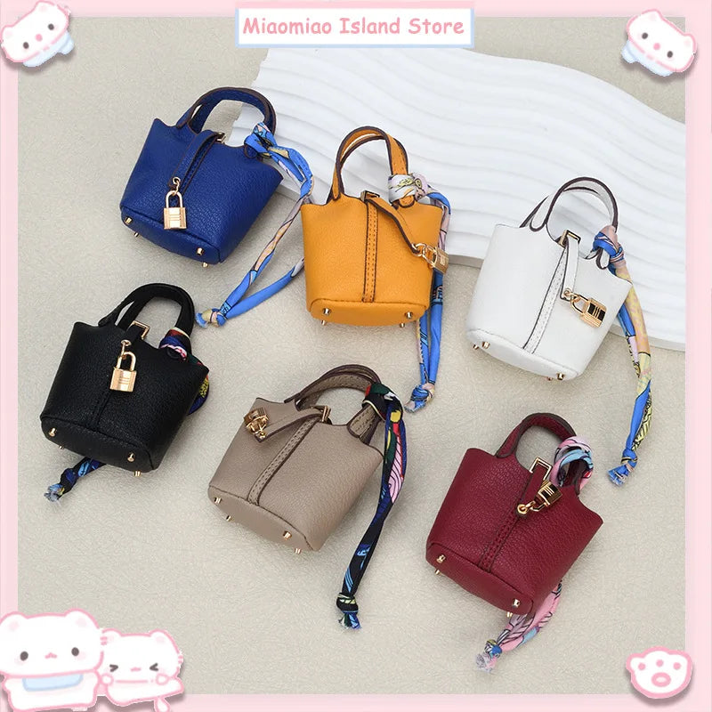 Mini Bag Pendant Car Interior Rearview Mirror Decoration High-End Leather Headphone Bag Coin Purse Multifunctional Keychain