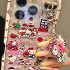 Illustration Hello Kitty Daily Life KT Phone Case For iPhone 13 14 15 16 Pro Max Cartoon Y2k Pink Style Cute Case With Pendant