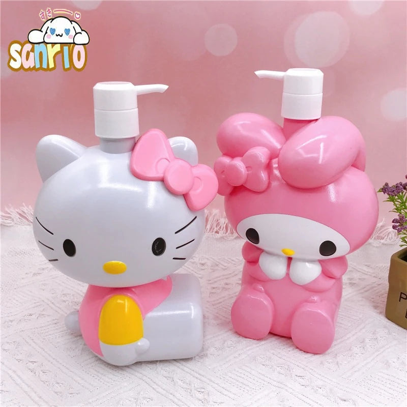 Sanrio Hello Kitty Bottle Liquid Soap Travel Dispenser Bottle Large Capacity Empty Press Type Shampoo Body Wash Lotion Container