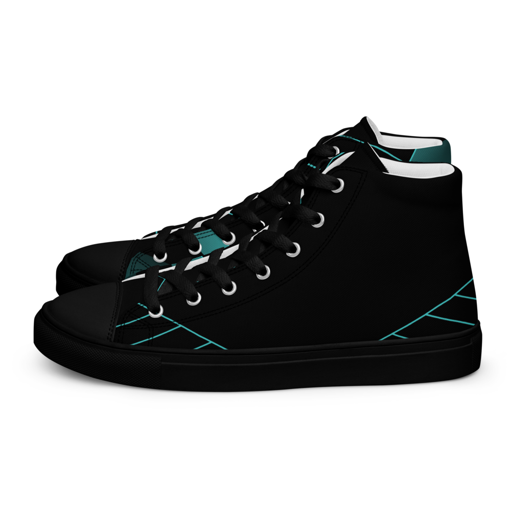 Men's Black/Aqua High Top Canvas Shoes