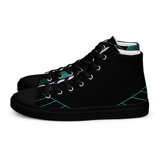 Men's Black/Aqua High Top Canvas Shoes