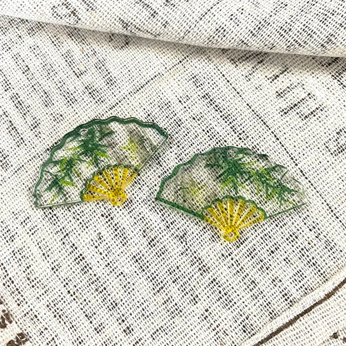 10pcs Chinese Style Transparent Bamboo Fan Charms Acrylic Vintage Pendant For Earring Hairpin Diy Jewelry Make