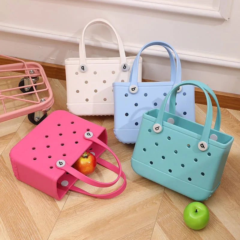 Mini Beach Bag EVA Rubber Waterproof Pool Fashion Outdoor Shoulder Storage Basket Travel Handbag Female Tote Jelly Bogg Bag