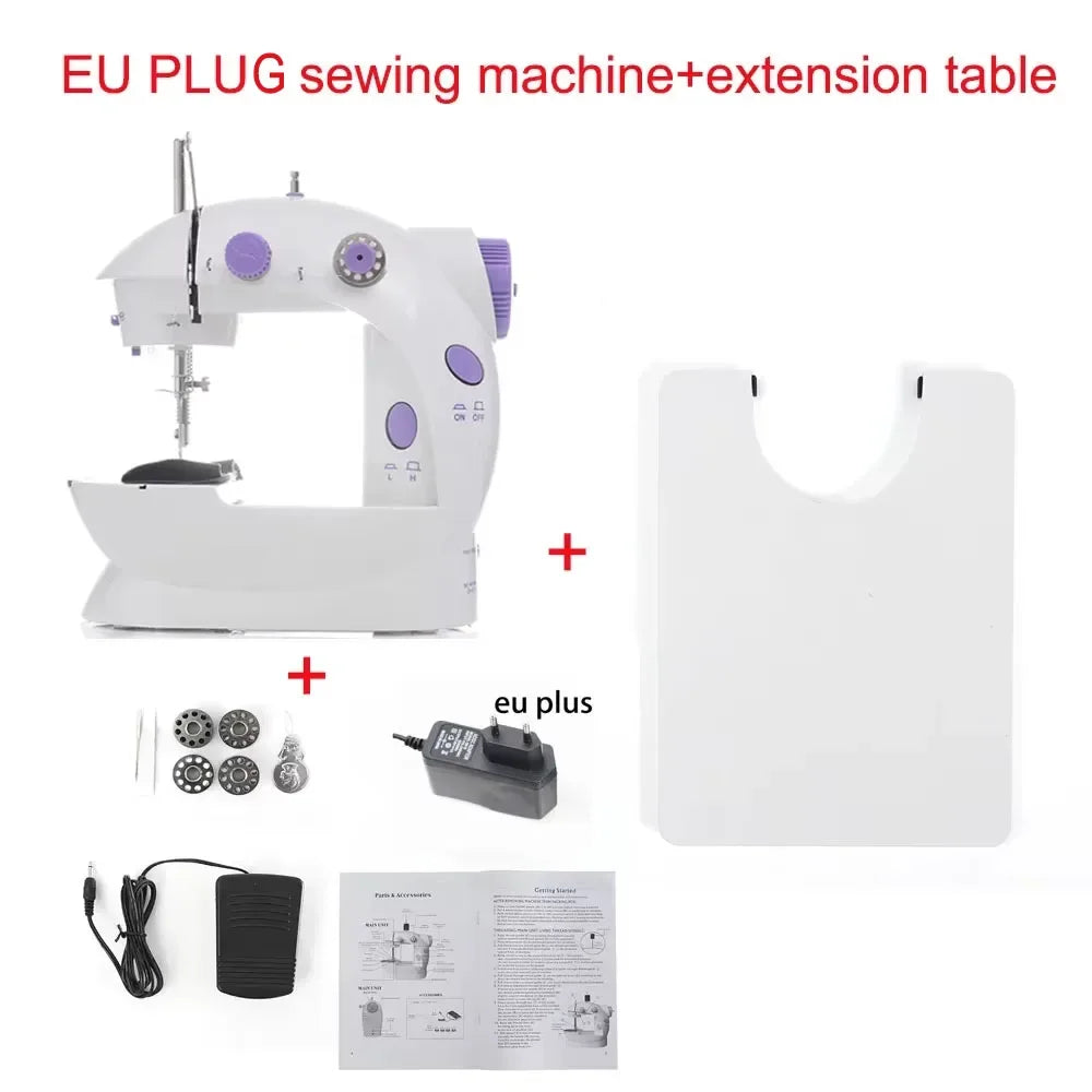 Household Electric Sewing Machine Beginner Dual Speed Portable Flat Bed Light Travel Craftsman DIY Mini Portable Foot Pedal