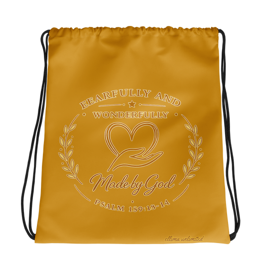 Mustard Yellow All-Over Print Drawstring Bag