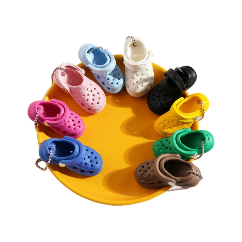 Mini EVA Hole Shoes Keychain Pendants Colorful Croc Shoe Charms for DIY Car Key Bag School Bag Backpack