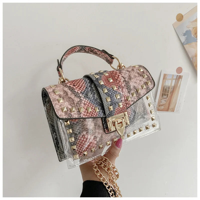 Fashion Shoulder Bag for Ladies High Quality Women Studded Graffiti Crossbody Bags Female Luxury Designer Summer Handbags