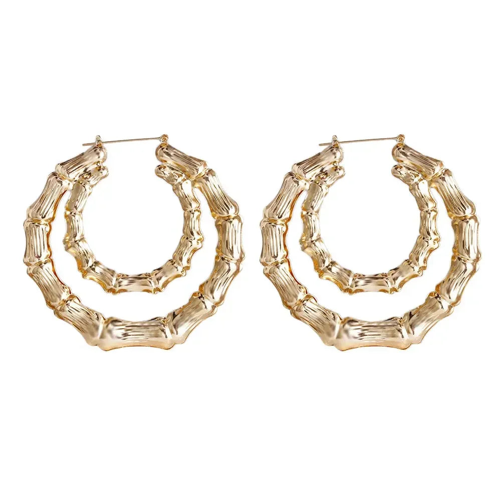 SOHOT Punk Style Bamboo Hoop Earrings Charm Gold Silver Color Letter Sexy Sign Basketball Wives Major Jewelry For Summer Party