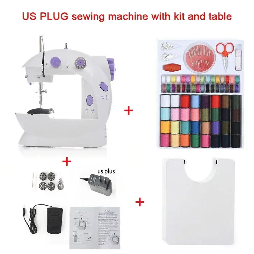 Household Electric Sewing Machine Beginner Dual Speed Portable Flat Bed Light Travel Craftsman DIY Mini Portable Foot Pedal