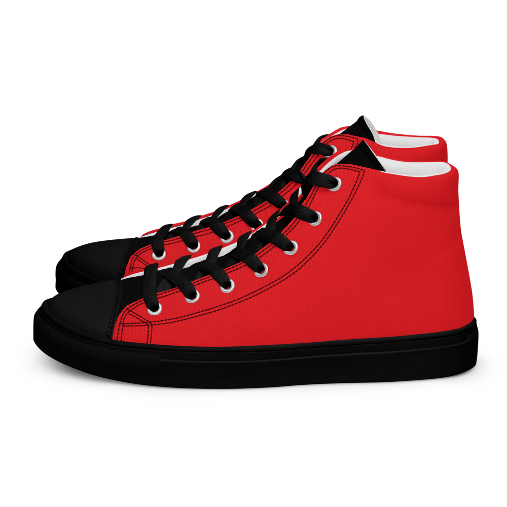 Red and Black Men's High Top Canvas Shoes
