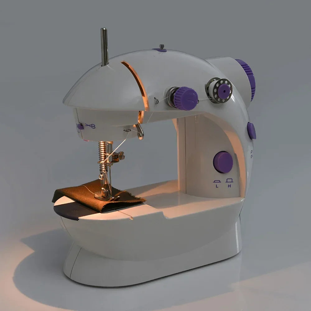 Household Electric Sewing Machine Beginner Dual Speed Portable Flat Bed Light Travel Craftsman DIY Mini Portable Foot Pedal