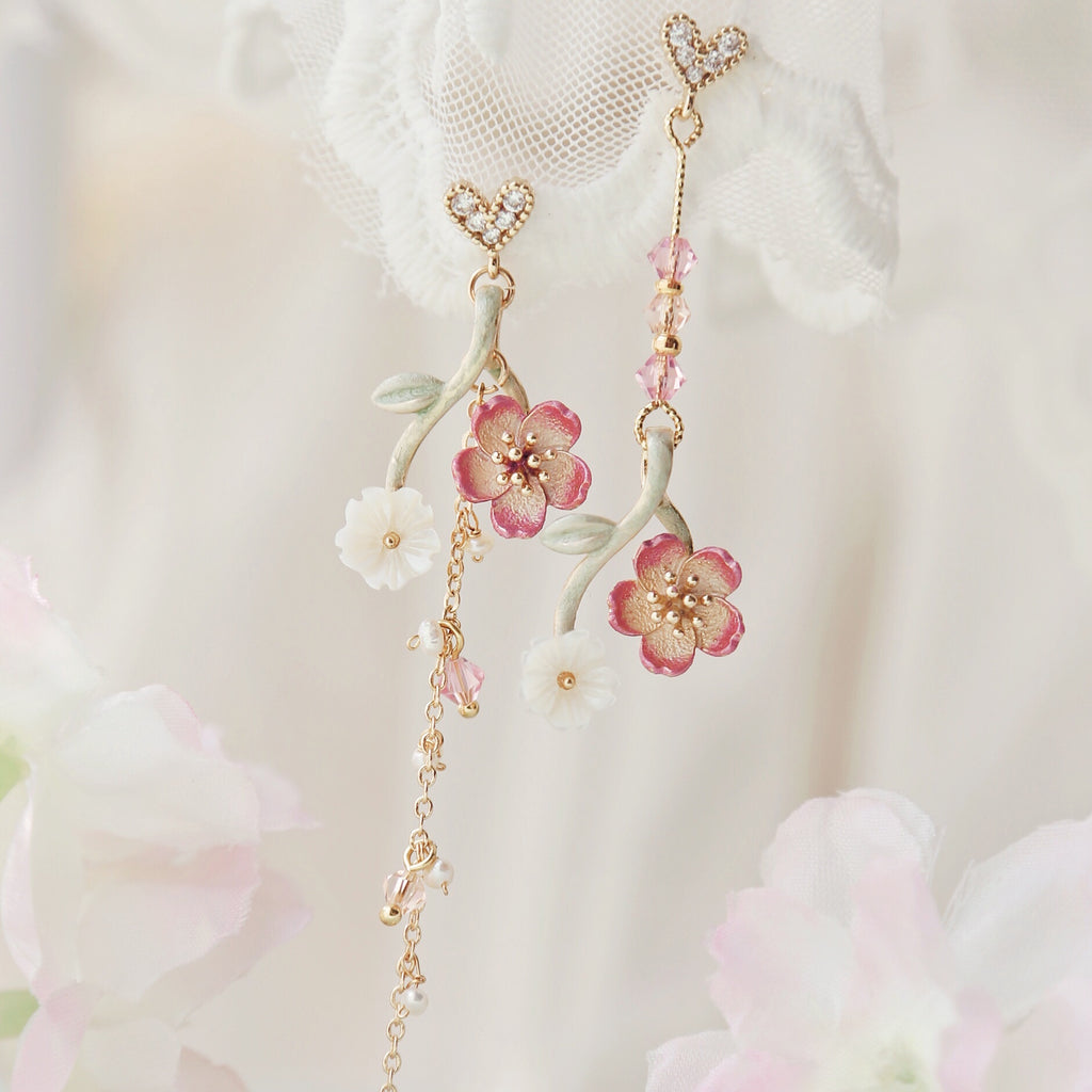 Cherry Blossom Clip-On Earrings with Sweet Design