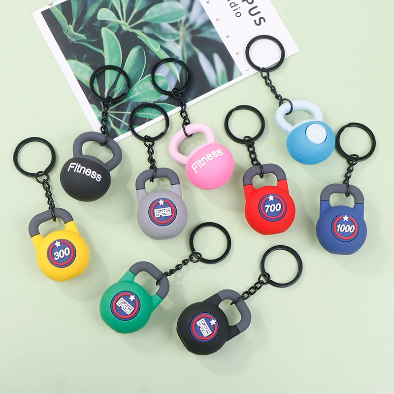 3D Kettlebell Keychain Fitness Enthusiasts PVC Sports keychain Car Keychain Creative Accessories