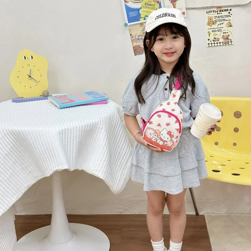 Sanrios Shoulder Bag Girls Hello Kitty Kuromi Cinnamoroll Crossbody Bags Outdoor Sport Travel Chest Pack Mini Coin Purse Gift