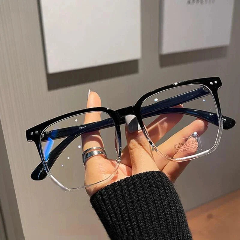 Anti-blue Light Glasses for Women with Regular Eyeglass Frame Finished Retro Flat Light Frame