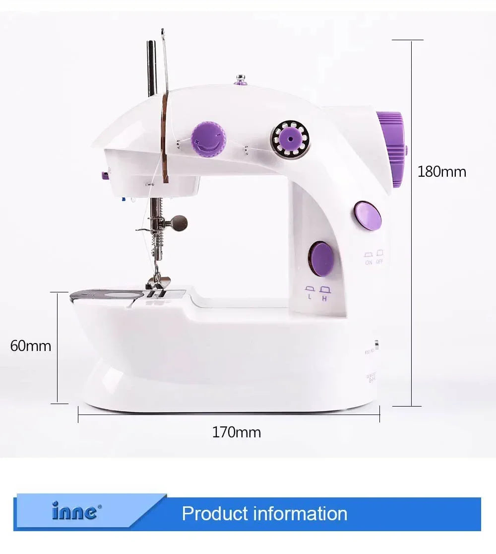 Ultra-Portable Dual-Speed Sewing Machine with LED Light & Foot Pedal | Easy-Use Home Stitching Kit for Beginners