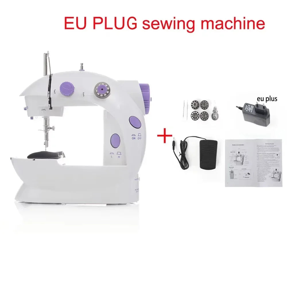 Household Electric Sewing Machine Beginner Dual Speed Portable Flat Bed Light Travel Craftsman DIY Mini Portable Foot Pedal