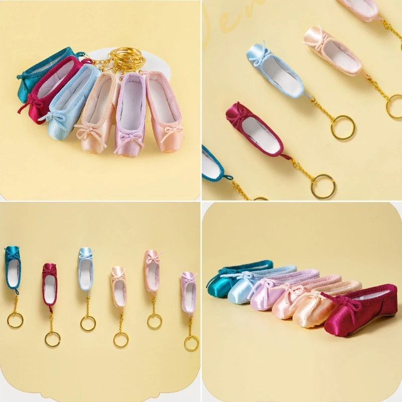 31BB Delicate Satin Pointe Shoes Keyring Mini Ballet Accessories Cute Keychain Charm Chain Bag Pendant for Dance Enthusiasts