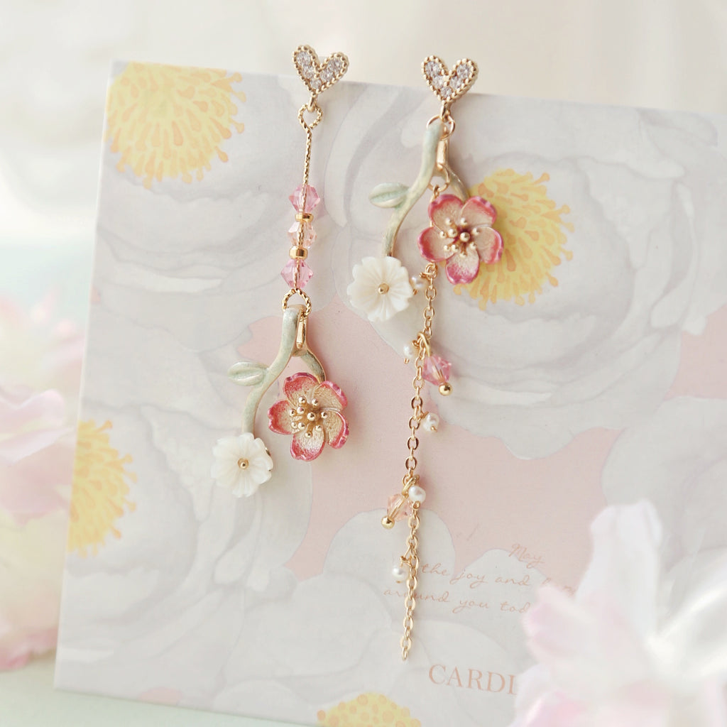 Cherry Blossom Clip-On Earrings with Sweet Design